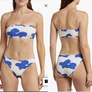 NWOT NU Swim Bikini Top in Blue/White Floral from Nordstrom Size L $173